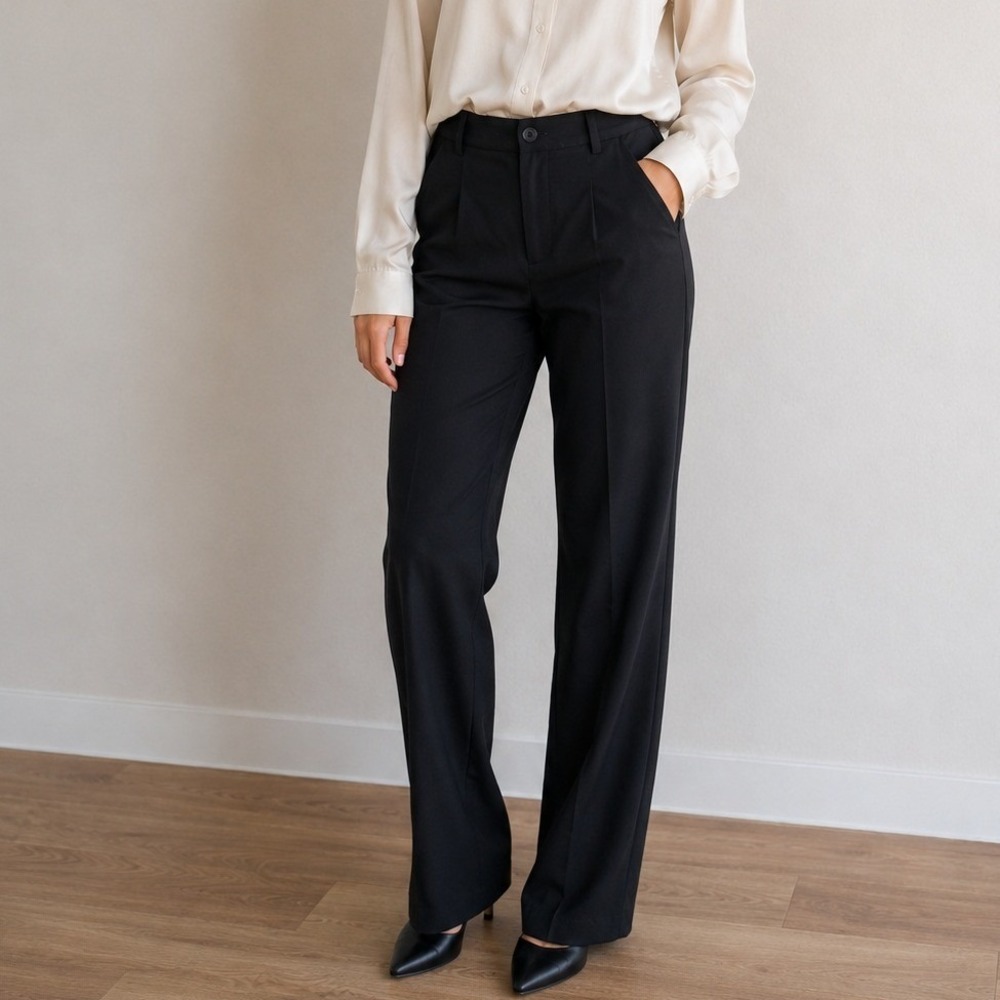 Oak + Fort Straight Leg Trouser Career Office Minimalist Scandi Neutral Preppy